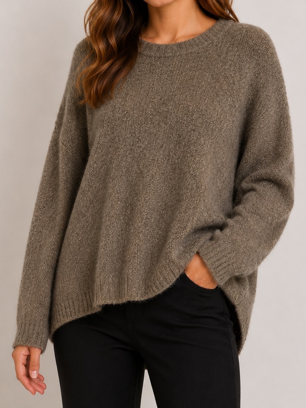 Old Navy Brown Oversized Sweater Tunic Slouchy Mohair Fuzzy Medium